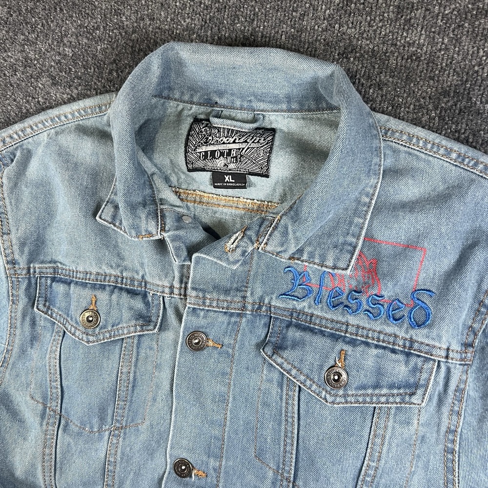 Men's Brooklyn Cloth "Blessed" Denim Jacket - Size XL Christian Faith‎